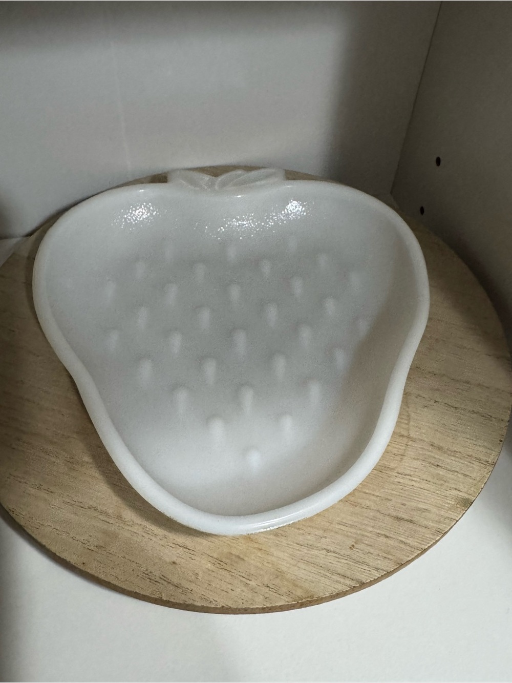 Milk glass Strawberry-Shaped trinket dish